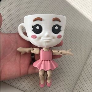 BRAINROT toy ballerina cappuccina Pink and White Doll Cup Toy